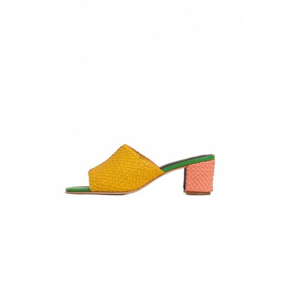 NEW CHARLOTTE STONE women's lenu woven block heel mule sandal in kortman - Picture 5 of 7